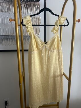 a new day Pale Yellow Lace Dress with Ruffle Straps